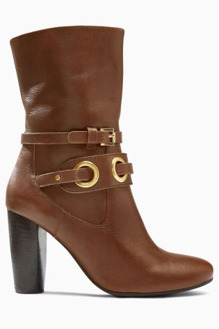 Tan Leather Eyelet Boots